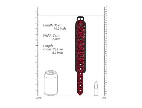 Kajdanki Ouch! bordowe z diamentami neoprenowe - 9