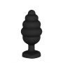 Large Ribbed Diamond Heart Plug - Black - 3