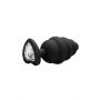 Large Ribbed Diamond Heart Plug - Black - 2