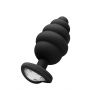 Large Ribbed Diamond Heart Plug - Black - 7