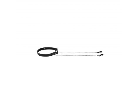 Knebel ringowy z zaciskami na sutki Ouch! silikonowy 62 cm - 5