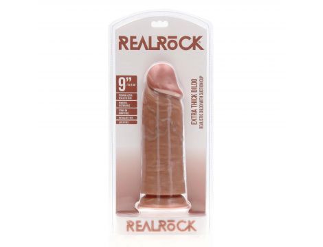 Dildo realistyczne RealRock grube proste 23 cm beżowe - 3