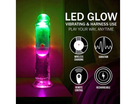 Wibrator LED RealRock przezroczysty TPE 16,5 cm - 5