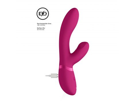 Wibrator króliczek silikonowy Vive Kyra różowy USB 21 cm - 6