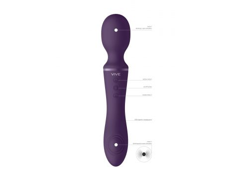 Różdżkowibrator silikonowy Vive Enora fioletowy USB 22 cm - 4