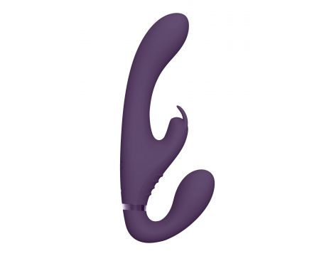 Strapon wibrujący Vive Suki fioletowy silikonowy USB - 3