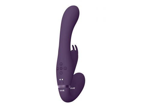 Strapon wibrujący Vive Suki fioletowy silikonowy USB - 4