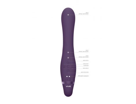 Strapon wibrujący Vive Suki fioletowy silikonowy USB - 6