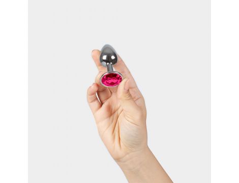 FUCHSIA JEWELLED METAL BUTT PLUG S - 2