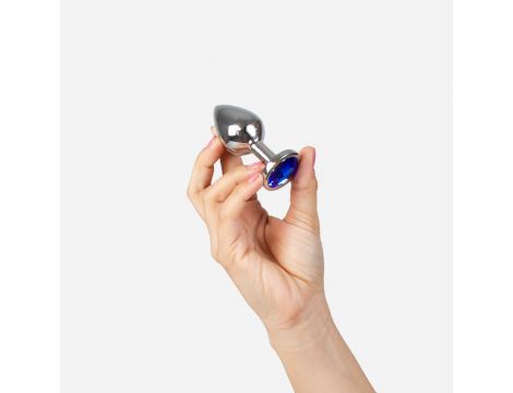 Korek analny metalowy Secret Play niebieski 3,4 cm - 2