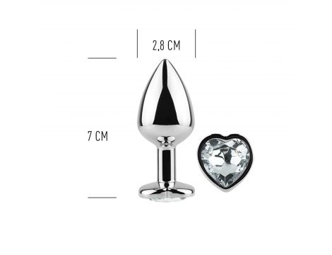 CLEAR CRYSTAL HEART METAL BUTT PLUG S - 4