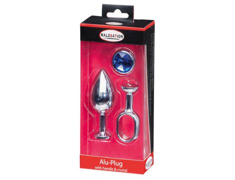 MALESATION Alu-Plug with handle & crystal large, chrome