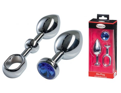 MALESATION Alu-Plug with handle & crystal large, chrome - 2