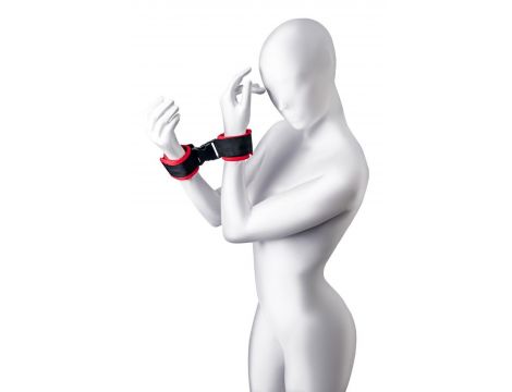 Anonymo handcuffs, velour, red, 24 cm - 3