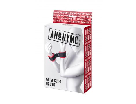 Anonymo handcuffs, velour, red, 24 cm - 5