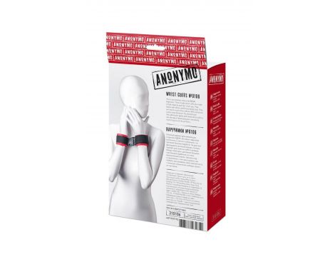 Anonymo handcuffs, velour, red, 24 cm - 7