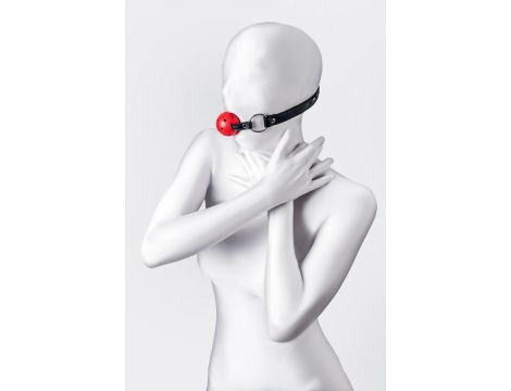 Knebel BDSM Anonymo regulowany czerwono czarny 64 cm - 5