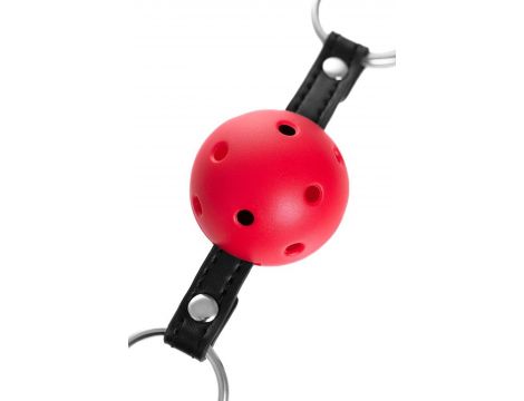 Knebel BDSM Anonymo regulowany czerwono czarny 64 cm - 4