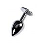 Silver anal plug with gem, blue - 6