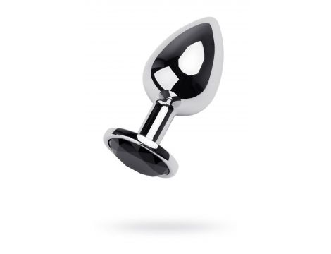Silver anal plug TOYFA Metal with black round-shaped gem - 2