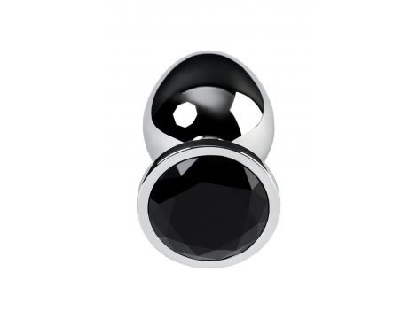 Silver anal plug TOYFA Metal with black round-shaped gem - 5