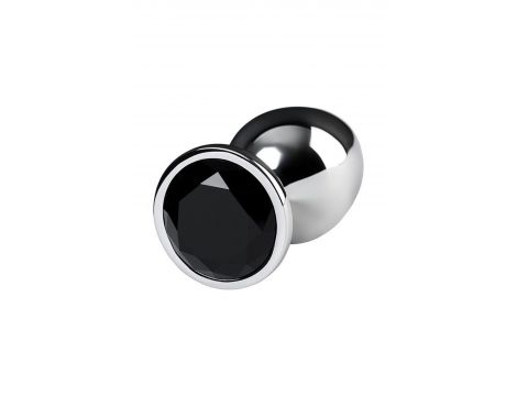 Silver anal plug TOYFA Metal with black round-shaped gem - 4