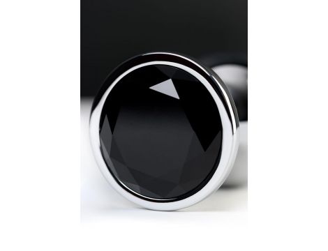 Silver anal plug TOYFA Metal with black round-shaped gem - 6