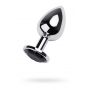 Silver anal plug TOYFA Metal with black round-shaped gem - 3