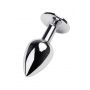 Silver anal plug TOYFA Metal with black round-shaped gem - 4