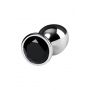 Silver anal plug TOYFA Metal with black round-shaped gem - 5