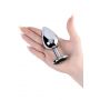 Silver anal plug TOYFA Metal with black round-shaped gem - 2