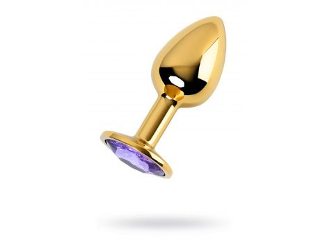 Golden anal plug TOYFA Metal,with a amethyst colored gem