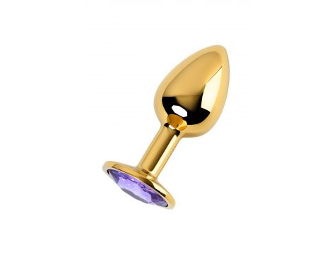 Golden anal plug TOYFA Metal,with a amethyst colored gem - 2
