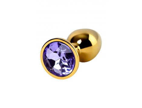 Golden anal plug TOYFA Metal,with a amethyst colored gem - 8