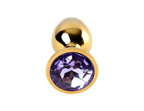 Golden anal plug TOYFA Metal,with a amethyst colored gem - 6