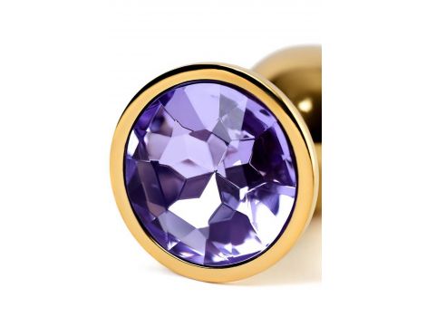 Golden anal plug TOYFA Metal,with a amethyst colored gem - 4