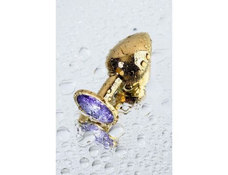 Golden anal plug TOYFA Metal,with a amethyst colored gem - 9
