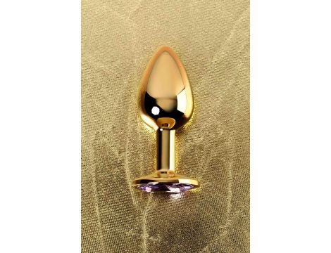 Golden anal plug TOYFA Metal,with a amethyst colored gem - 7