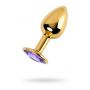 Golden anal plug TOYFA Metal,with a amethyst colored gem - 2