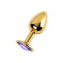 Golden anal plug TOYFA Metal,with a amethyst colored gem - 3
