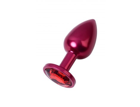 Red anal plug TOYFA Metal with a red colored gem - 3