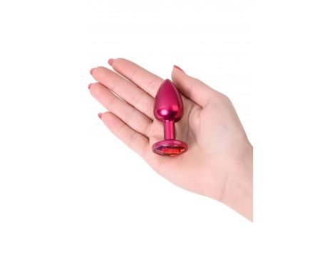 Red anal plug TOYFA Metal with a red colored gem - 5