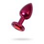 Red anal plug TOYFA Metal with a red colored gem - 3