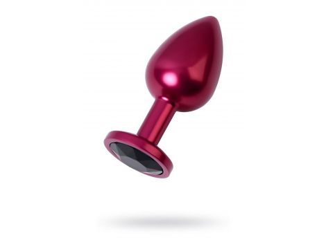 Red anal plug TOYFA Metal with black gem - 2