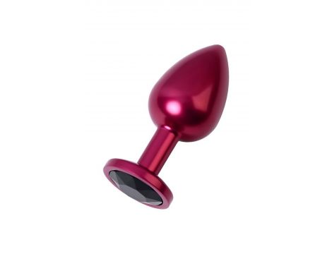 Red anal plug TOYFA Metal with black gem - 3