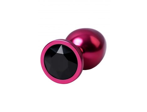 Red anal plug TOYFA Metal with black gem - 8
