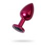 Red anal plug TOYFA Metal with black gem - 3