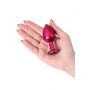 Red anal plug TOYFA Metal with black gem - 5