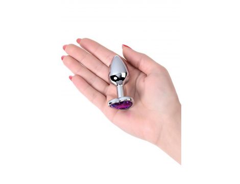 Korek analny srebrny Metal by TOYFA z fioletowym sercem 7 cm - 5