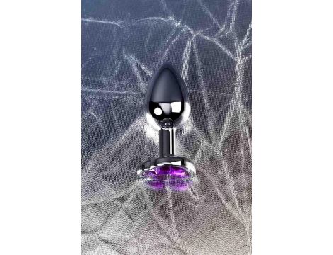 Korek analny srebrny Metal by TOYFA z fioletowym sercem 7 cm - 8